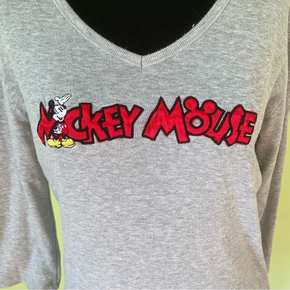 VINTAGE MICKEY & CO GRAY MICKEY MOUSE GRAPHIC L/S SHIRT SIZE MEDIUM - Picture 5 of 6